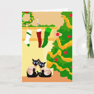 Cartes Pour Fêtes Annuelles Noël de chats siamois