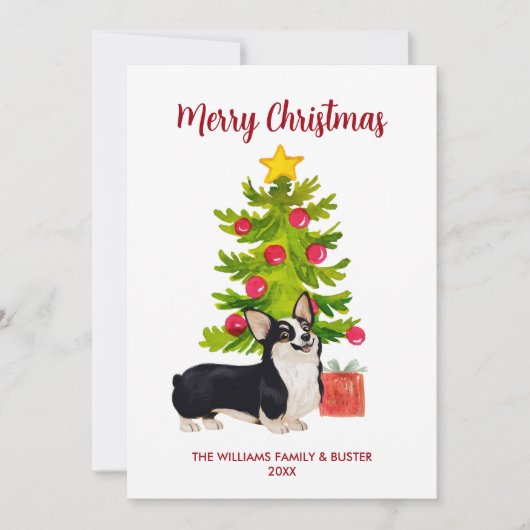 Cartes Pour Fêtes Annuelles Noël de Chien Corgi personnalisé (Devant)