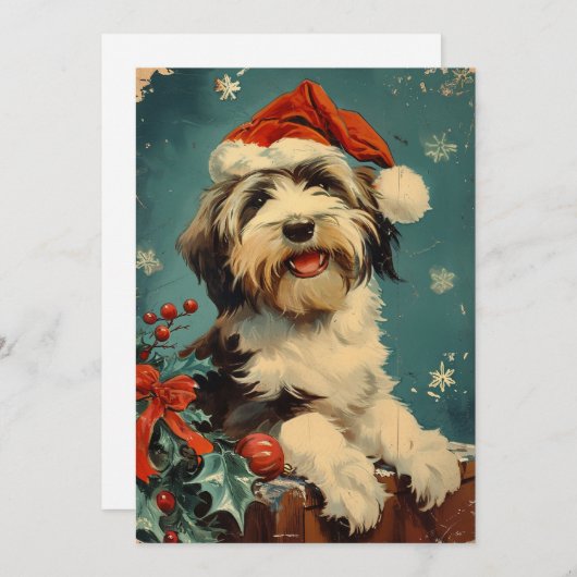 Cartes Pour Fêtes Annuelles Noël de Collie barrée (Devant / Derrière)