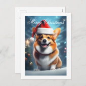 Cartes Pour Fêtes Annuelles Noël de Corgi Père Noël (Devant / Derrière)