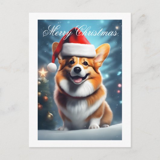 Cartes Pour Fêtes Annuelles Noël de Corgi Père Noël (Devant)