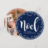 Cartes Pour Fêtes Annuelles Noel de couronne bleue (Devant / Derrière)