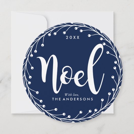 Cartes Pour Fêtes Annuelles Noel de couronne bleue (Devant)