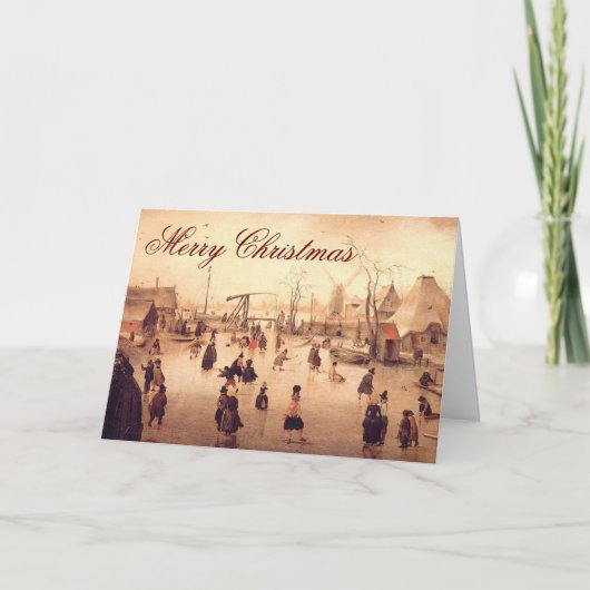 Cartes Pour Fêtes Annuelles Noël de cru de ~ de scène de glace (Devant)