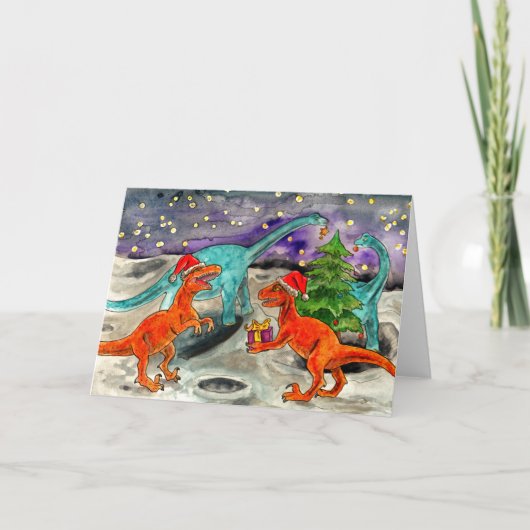 Cartes Pour Fêtes Annuelles Noël de Dinosaur (Devant)