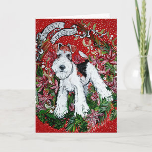 Cartes Pour Fêtes Annuelles Noël de Fox Terrier de fil