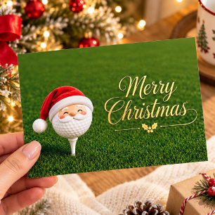 Cartes Pour Fêtes Annuelles Noël de golf avec balle de golf et tee avec ruban