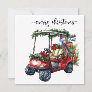 Cartes Pour Fêtes Annuelles Noël de golf avec chariot de golf et sac de golf