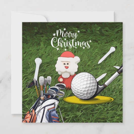 Cartes Pour Fêtes Annuelles Noël de golf avec le Père Noël (Devant)