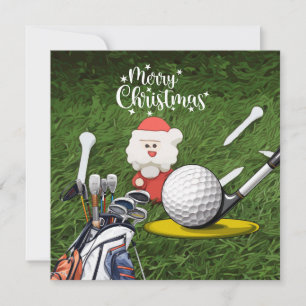 Cartes Pour Fêtes Annuelles Noël de golf avec le Père Noël
