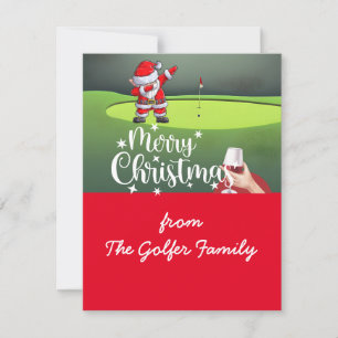Cartes Pour Fêtes Annuelles Noël de golf avec le Père Noël de la famille Golfe