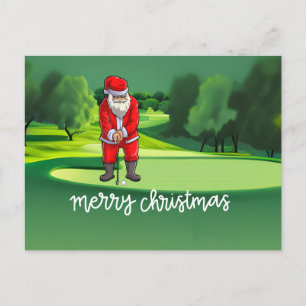 Cartes Pour Fêtes Annuelles Noël de golf avec le Père Noël sur le terrain de g