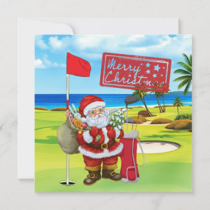 Cartes Pour Fêtes Annuelles Noël de golf avec Santa Claus Golfer