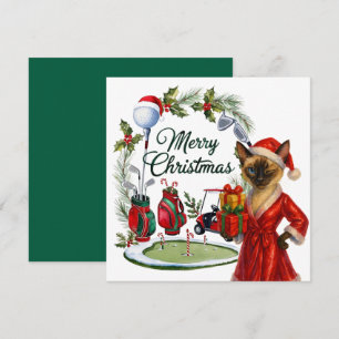 Cartes Pour Fêtes Annuelles Noël de golf sur le thème de Siamese Cat Golfer