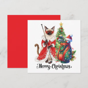 Cartes Pour Fêtes Annuelles Noël de golf sur le thème de Siamese Cat Golfer