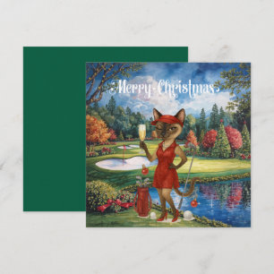 Cartes Pour Fêtes Annuelles Noël de golf sur le thème de Siamese Cat Golfer