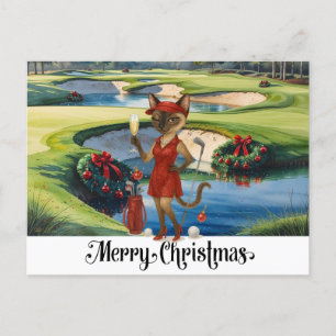 Cartes Pour Fêtes Annuelles Noël de golf sur le thème de Siamese Cat Golfer