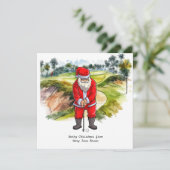 Cartes Pour Fêtes Annuelles Noël de golfer avec Santa CLAUS (Debout devant)