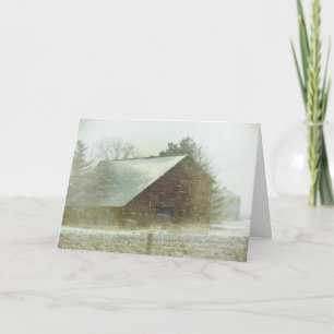 Cartes Pour Fêtes Annuelles Noël de grange de tempête de neige