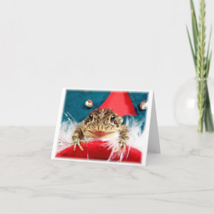 Cartes Pour Fêtes Annuelles Noël de grenouille, tresse, plumes, motif de père