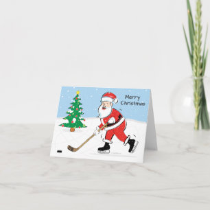 Cartes Pour Fêtes Annuelles Noël de Hockey Père Noël