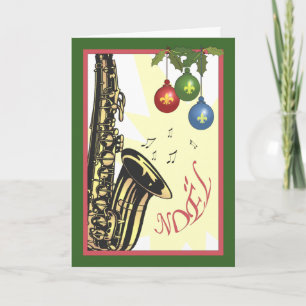 Cartes Pour Fêtes Annuelles Noël de jazz de la Nouvelle-Orléans de saxophone
