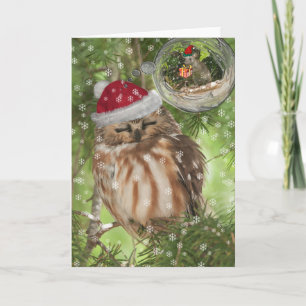 Cartes Pour Fêtes Annuelles Noël de la Chouette brune du Nord