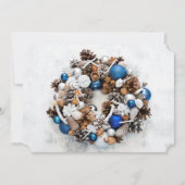 Cartes Pour Fêtes Annuelles Noël de la couronne de pin blanc bleu (Devant)