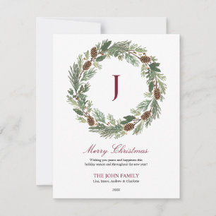 Cartes Pour Fêtes Annuelles Noël de la couronne de pin rustique