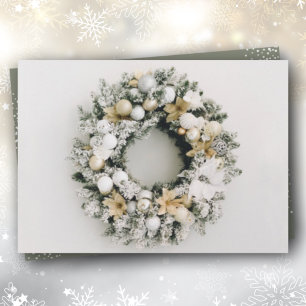 Cartes Pour Fêtes Annuelles Noël de la couronne d'or blanc