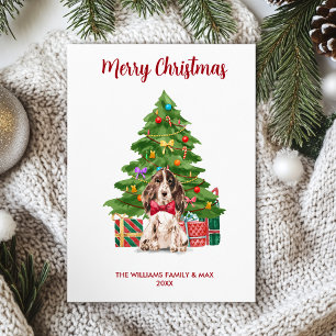 Cartes Pour Fêtes Annuelles Noël de la famille de chien Spaniel personnalisé