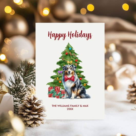 Cartes Pour Fêtes Annuelles Noël de la famille des chiens bergers australiens