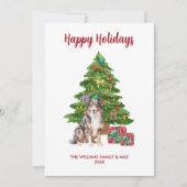 Cartes Pour Fêtes Annuelles Noël de la famille des chiens bergers australiens (Devant)