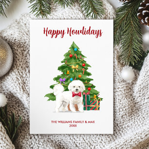 Cartes Pour Fêtes Annuelles Noël de la famille des chiens de Bichon