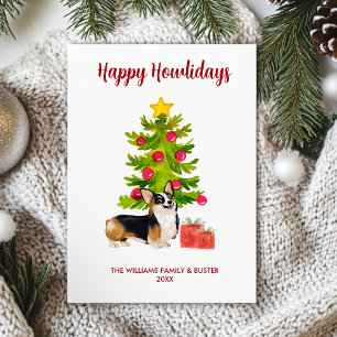 Cartes Pour Fêtes Annuelles Noël de la famille des Chiens de Corgi