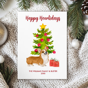 Cartes Pour Fêtes Annuelles Noël de la famille des Chiens de Corgi