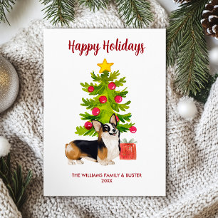 Cartes Pour Fêtes Annuelles Noël de la famille des Chiens de Corgi