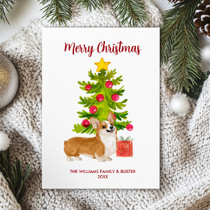 Cartes Pour Fêtes Annuelles Noël de la famille des Chiens de Corgi