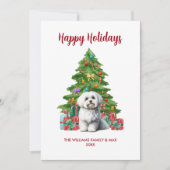 Cartes Pour Fêtes Annuelles Noël de la famille des chiens maltais mignons (Devant)