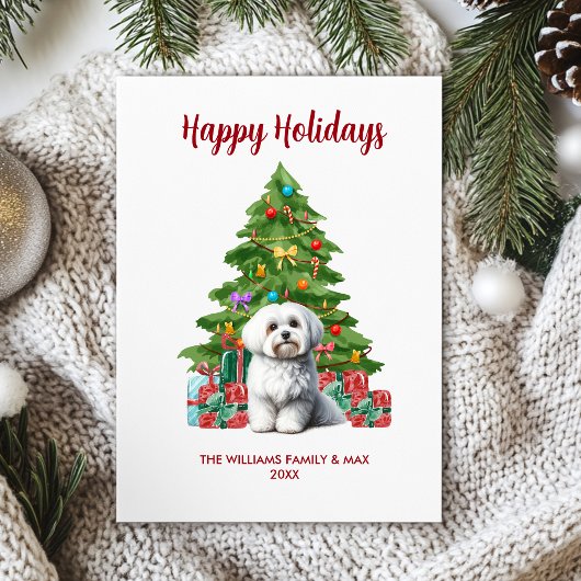 Cartes Pour Fêtes Annuelles Noël de la famille des chiens maltais mignons