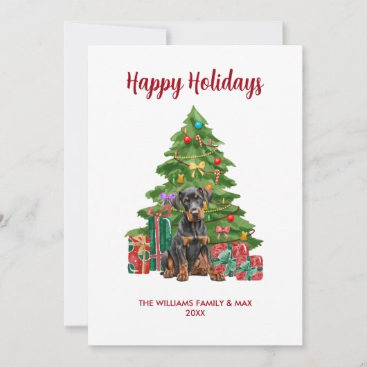 Cartes Pour Fêtes Annuelles Noël de la famille des chiens mignons Dobermann (Devant)