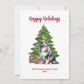 Cartes Pour Fêtes Annuelles Noël de la famille du chien berger australien mign (Devant)