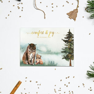 Cartes Pour Fêtes Annuelles Noël de la famille Russe Lynx