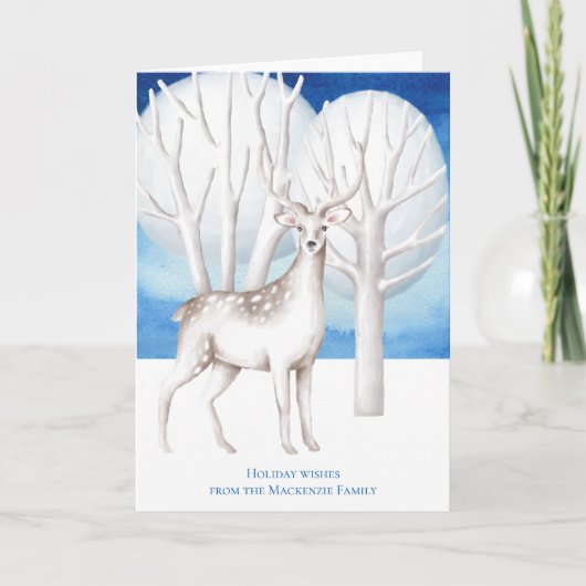 Cartes Pour Fêtes Annuelles Noël de la forêt de Deer Moonlit (Devant)