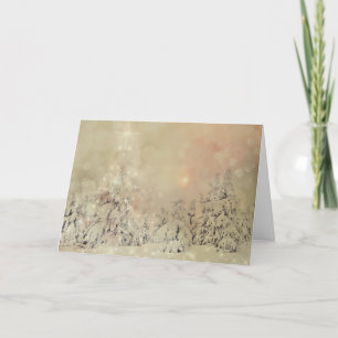 Cartes Pour Fêtes Annuelles Noël de la Forêt d'or neigeuse