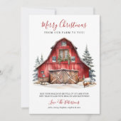 Cartes Pour Fêtes Annuelles Noël de la grange d'hiver rustique (Devant)