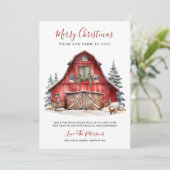 Cartes Pour Fêtes Annuelles Noël de la grange d'hiver rustique (Debout devant)