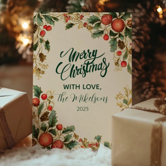 Cartes Pour Fêtes Annuelles Noël de la grenade holly rustique
