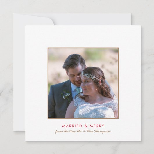 Cartes Pour Fêtes Annuelles Noël de la photo contemporaine mariée et joyeuse (Devant)