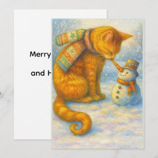 Cartes Pour Fêtes Annuelles Noël de l'amoureux des chats Sarah et le bonhomme